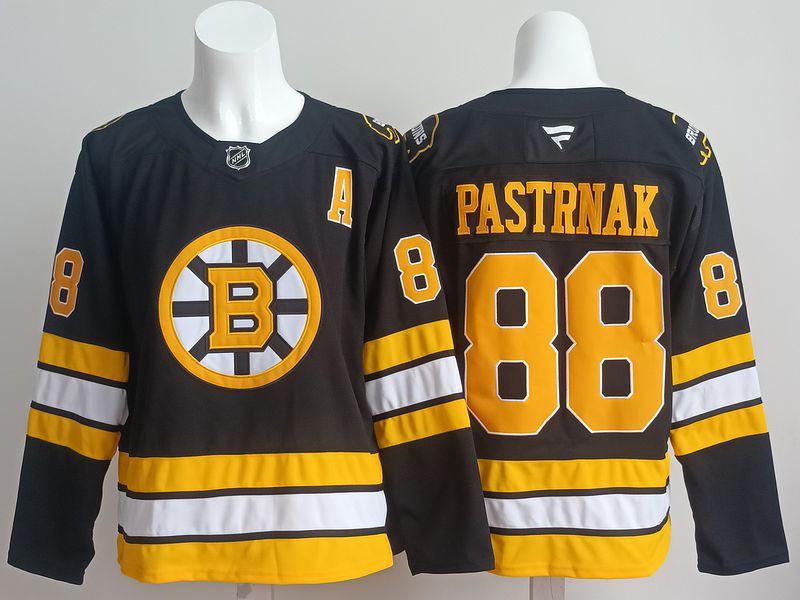 Men 2025 Boston Bruins #88 Pastrnak Black Fanatics Home Premium NHL Jersey style 1-0